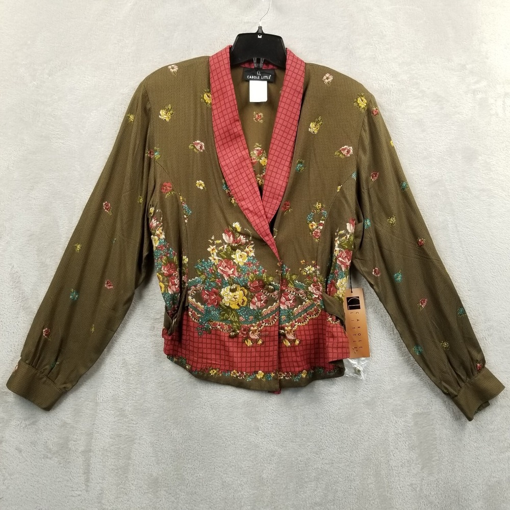 Vintage Blouse Women 12 Doble Breasted Crop Long Sleeve Cottage Carole Little